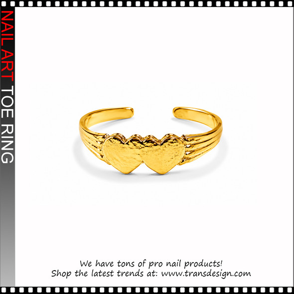 Adjustable Gold cuff with heart motifs Toe Ring #11445