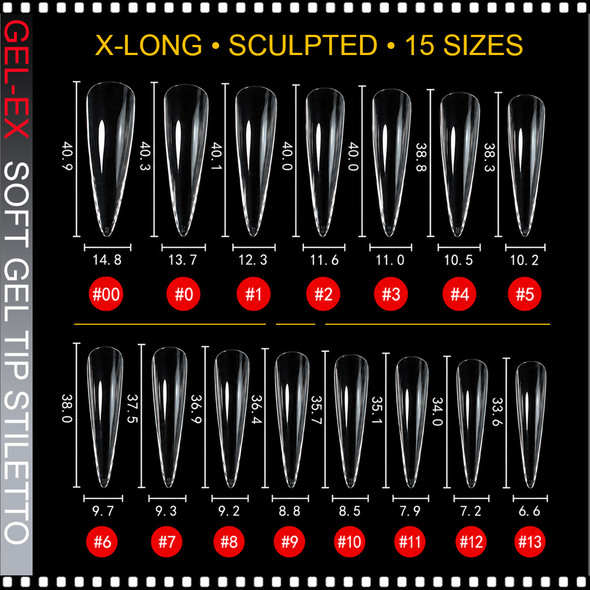 GEL-EX Stiletto, X-Long, Sculpted 450/Case
