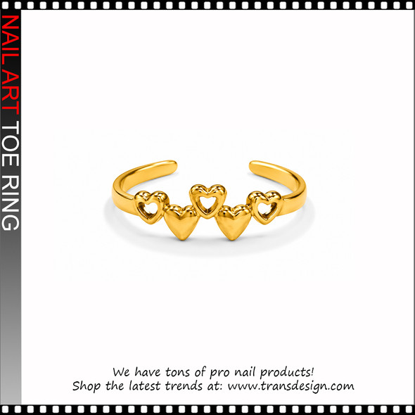 Adjustable Gold heart cuff Toe Ring #11447