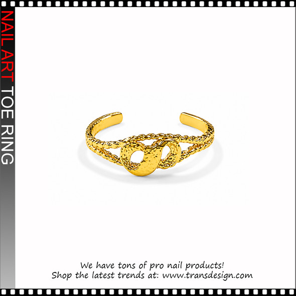 Adjustable Gold cuff with intertwined heart design Toe Ring #11448