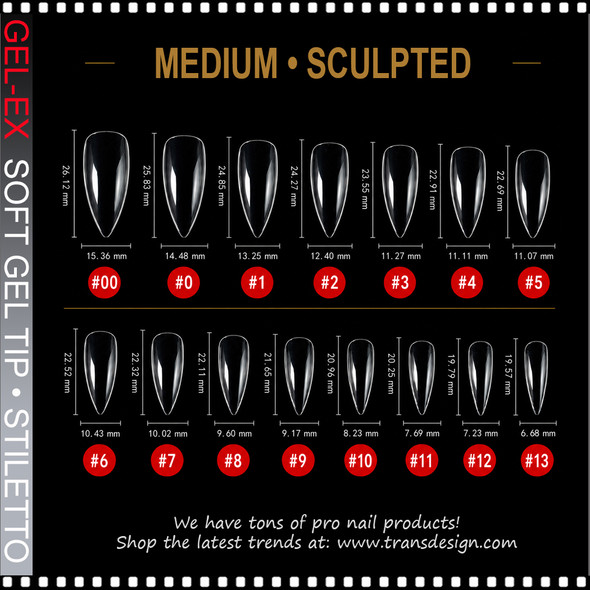 GEL-EX Stiletto, Medium, Sculpted 600/Case