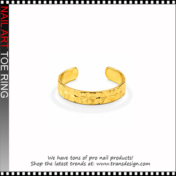 Adjustable Gold Floral Diamond Cut Cuff Toe Ring #11457