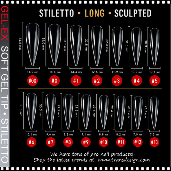 GEL-EX Stiletto, Long, Sculpted 450/Case