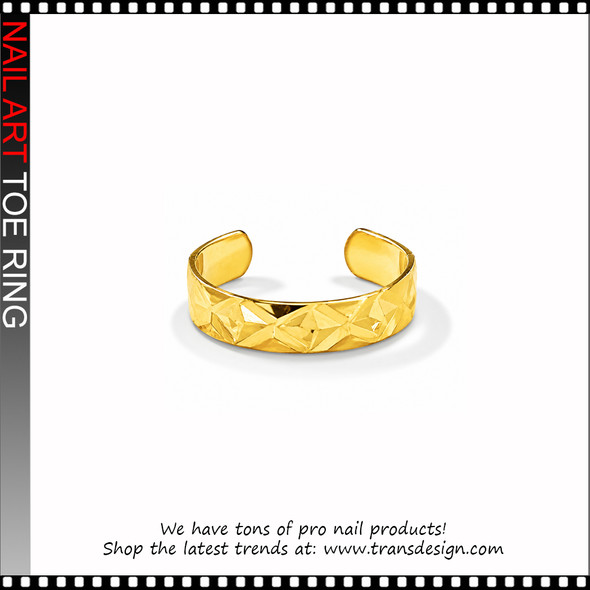 Adjustable Gold Geometric Diamond Cut Cuff Toe Ring #11460