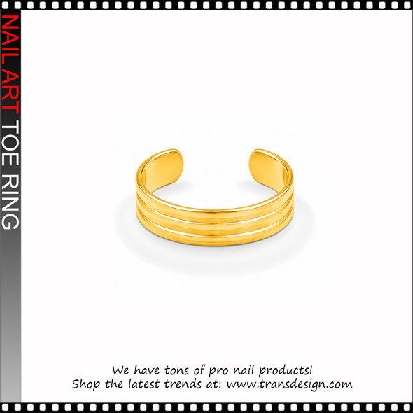 Adjustable Gold Triple Groove Cuff Toe Ring #11465
