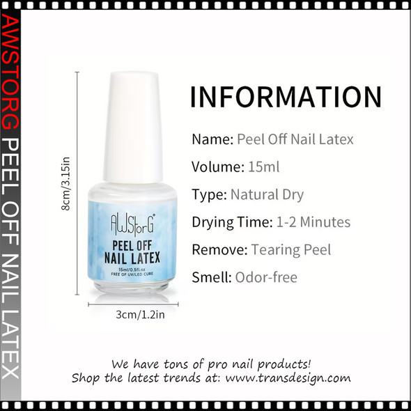 AWSTORG Peel Off Nail Latex 15ml / 0.5 fl.oz