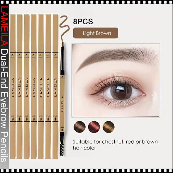 LAMEILA Dual-End Eyebrow Pencils (With Eyebrow Brush) 8/Set
