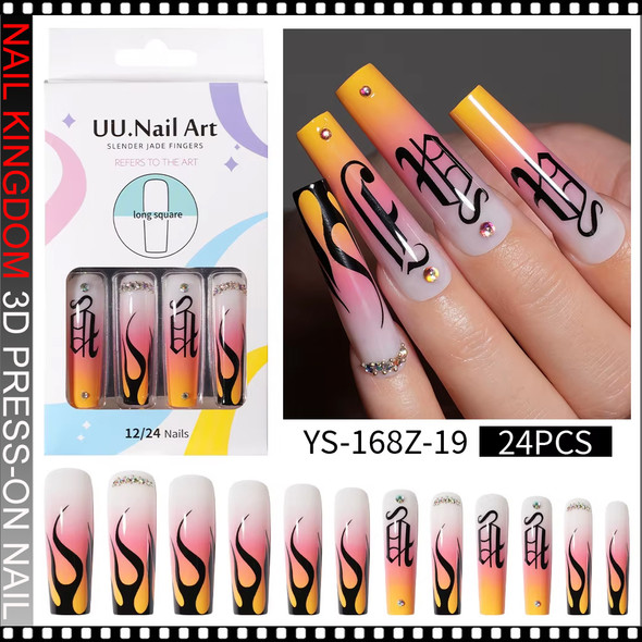 NAIL KINGDOM Luxury Flame Gradient Press On Nails 24/Pack