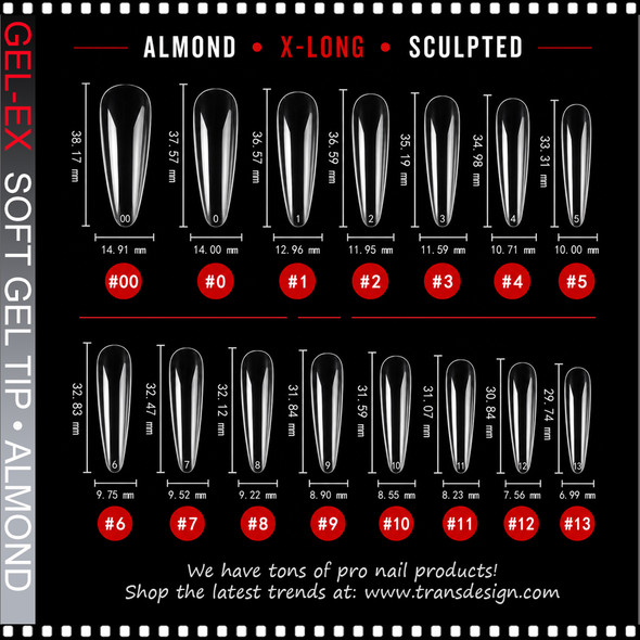 GEL-EX Almond, X-Long, Sculpted 450/Case