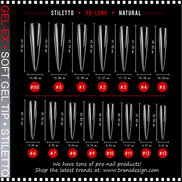 GEL-EXT Stiletto, XX-Long, Natural 600/Case