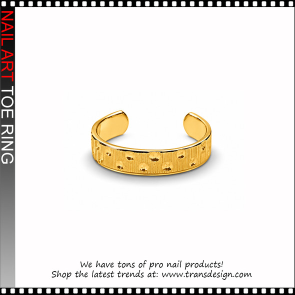 Adjustable Gold Dotted Diamond Cut Toe Ring #11468