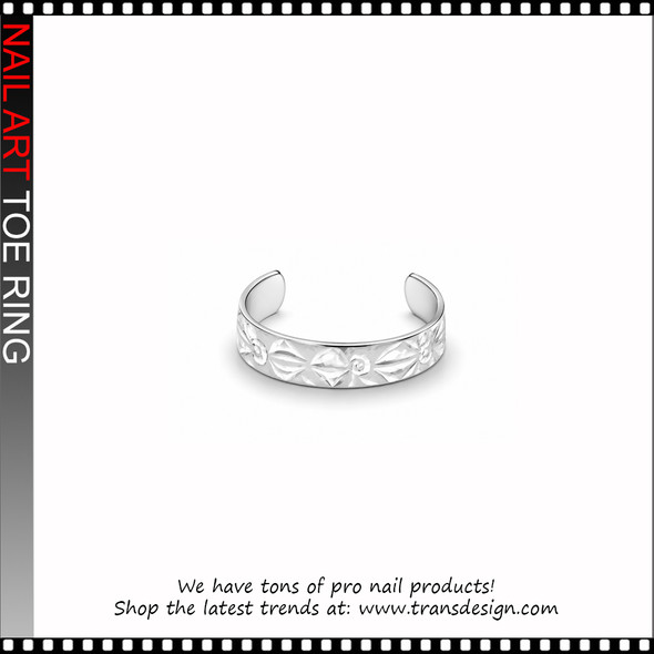 Adjustable Silver Floral Diamond Cut Toe Ring #11474