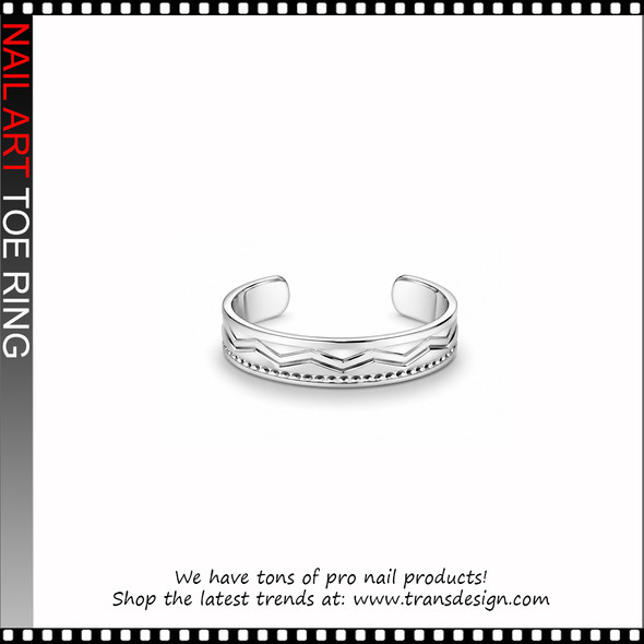 Adjustable Silver Zig Zag Pattern Toe Ring #11476