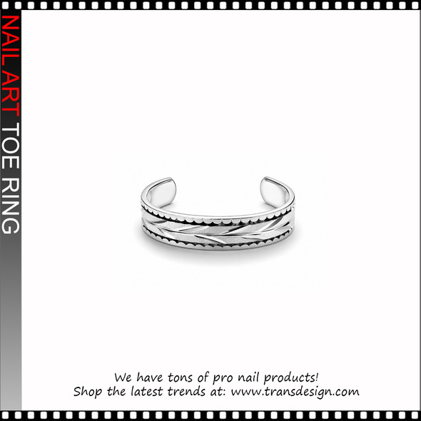 Adjustable Silver Leaf Diamond Cut Toe Ring #11479