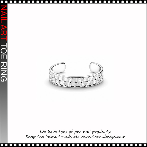 Adjustable Silver Crystal Dot Faceted Toe Ring #11486