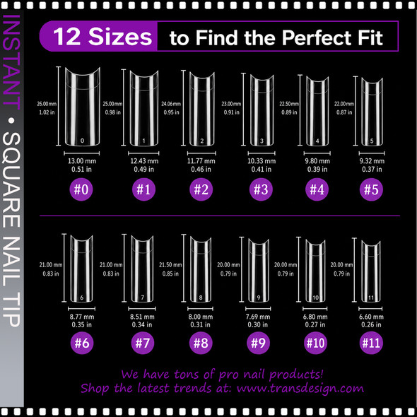 INSTANT TIP Square, Medium, Half Cover, Clear 504/Case