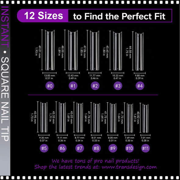 INSTANT TIP Square, XX-Long, Half Cover, Clear 504/Case