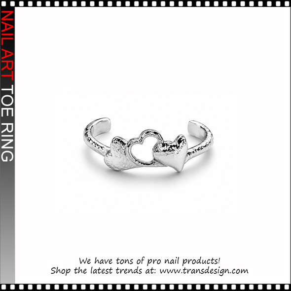 Adjustable Silver Triple Heart Toe Ring #11538
