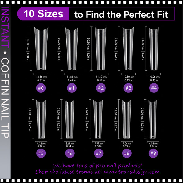 INSTANT TIP Coffin, Long, Half Cover 500/Case