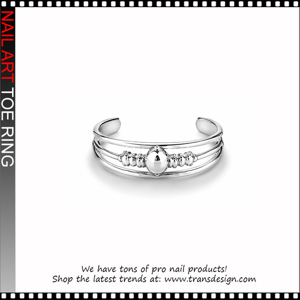 Adjustable Silver Beaded Bar Toe Ring #11546