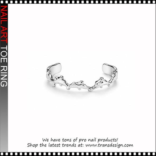 Adjustable Silver Molten Bead Wave Toe Ring #11547
