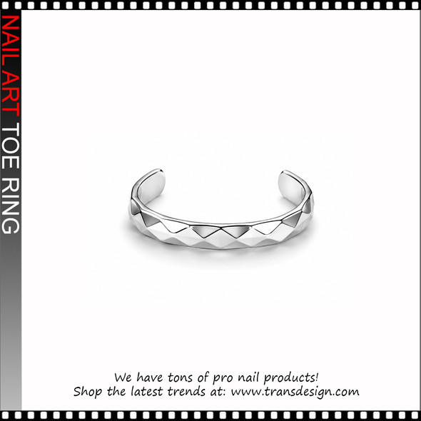 Adjustable Silver Geometric Diamond Cut Toe Ring #11548