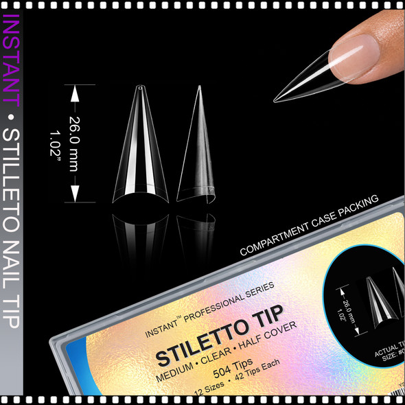 INSTANT TIP Stiletto, Medium, Half Cover 504/Case