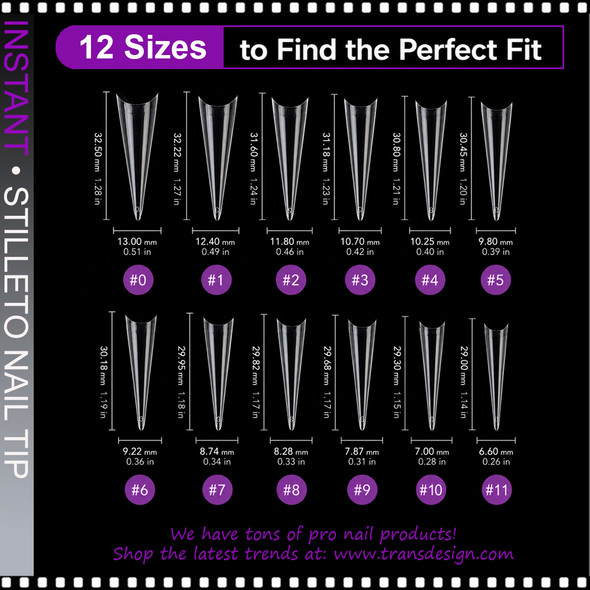 INSTANT TIP Stiletto, Long, Half Cover 504/Case