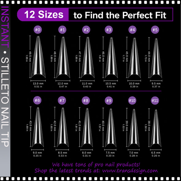 INSTANT TIP Stiletto, XX-Long, Half Cover 504/Case
