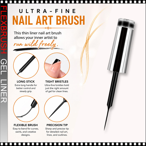 INSTANT Gel Nail Art Gel Liner, Chrome  Gold 0.3oz.