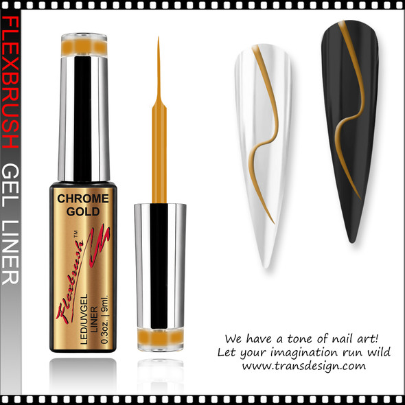 INSTANT Gel Nail Art Gel Liner, Chrome  Gold 0.3oz.