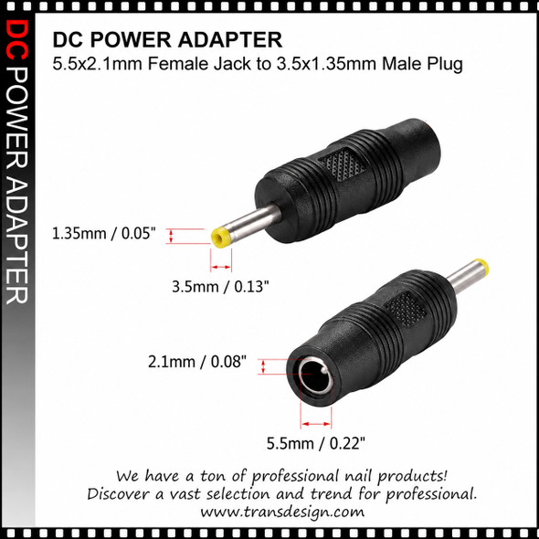 DC POWER ADAPTER 5.5x2.1mm Female Jack to 3.5x1.35mm Male Plug