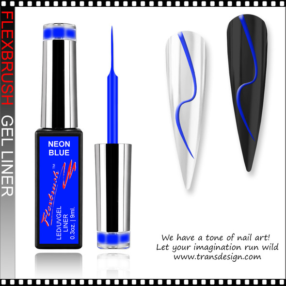 INSTANT Gel Nail Art Gel Liner, Neon Blue 0.3oz.