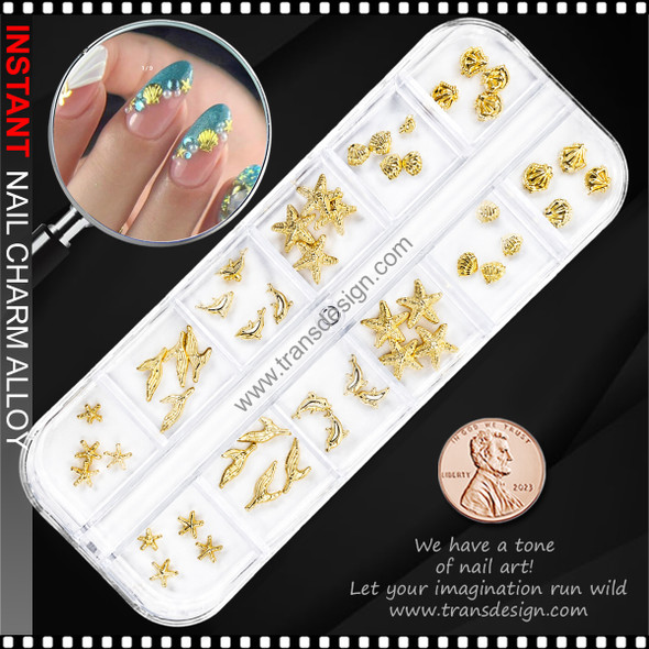 NAIL CHARM ALLOY Gold Ocean Treasure Collection 48 PCS/Case 