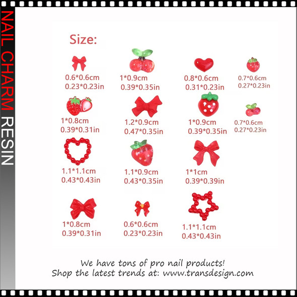 NAIL CHARM RESIN Red Collection