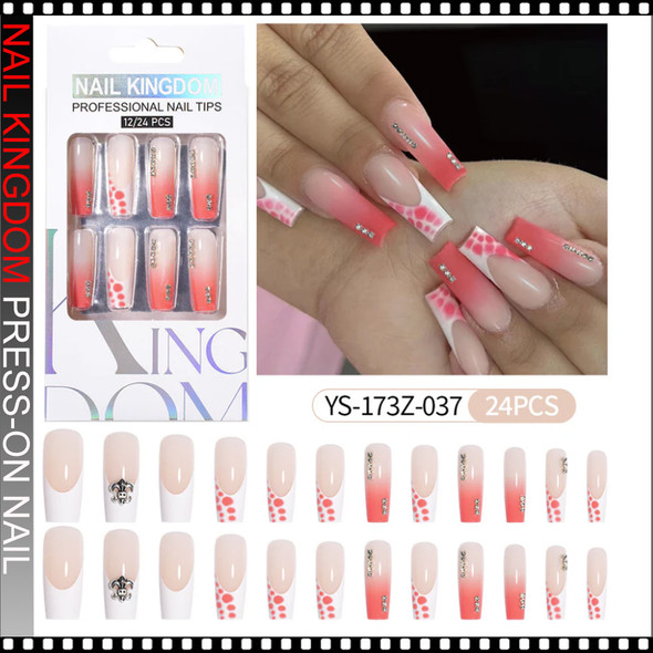 NAIL KINGDOM Pink Ombre French Pattern Press-On Nails 24/Pack