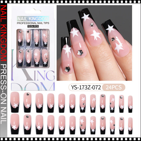 NAIL KINGDOM Black French Star Press-On Nails 24/Pack
