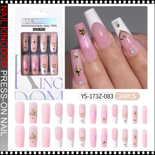 NAIL KINGDOM Pink French Heart & Star Press-On Nails 24/Pack