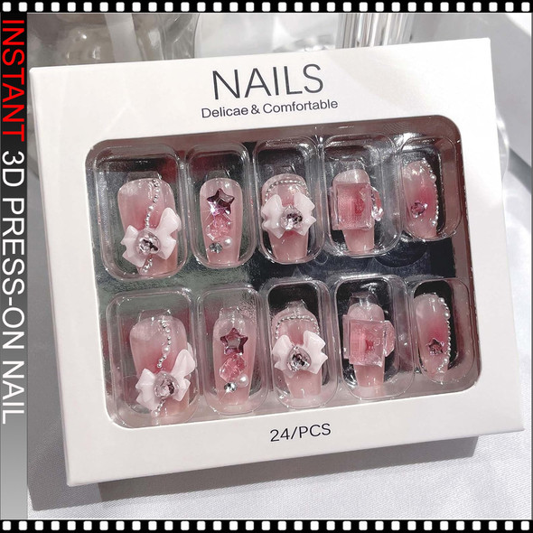 INSTANT 3D Luxury Pink Blossom 3D Press-On Nails 24/Pack