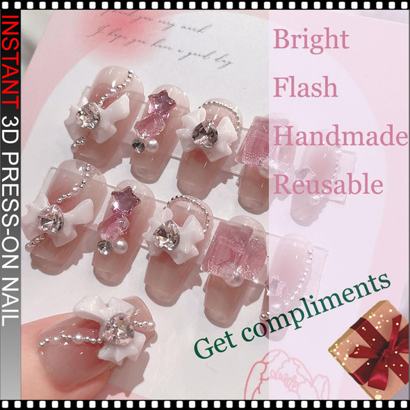 INSTANT 3D Luxury Pink Blossom 3D Press-On Nails 24/Pack