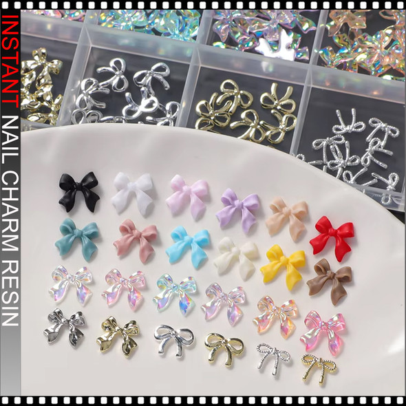 NAIL CHARM RESIN 3D Bow Mixed Collection 24-Grid