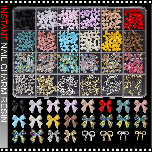 NAIL CHARM RESIN 3D Bow Mixed Collection 24-Grid