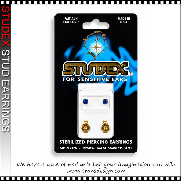 STUDEX Sterilized Piercing Earrings – Blue Crystal Stud