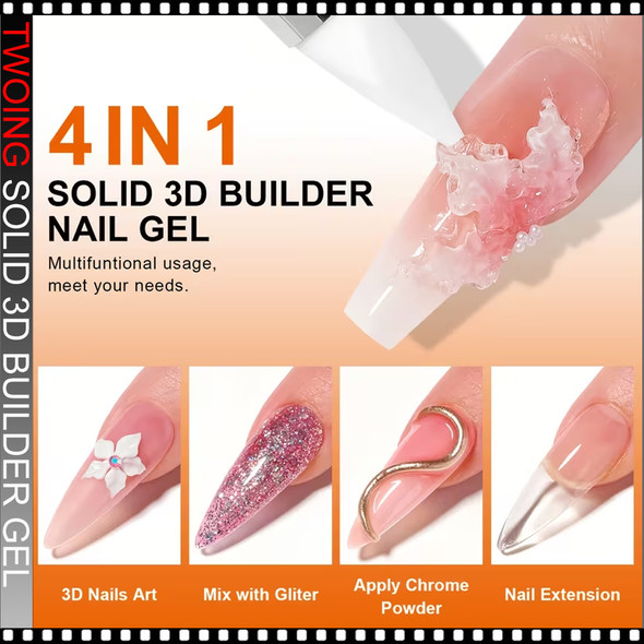 TWOING Solid 3D Builder Gel, None-Sticky 0.529oz. White