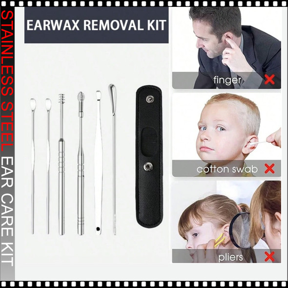 6-Piece Stainless Steel Ear Care Kit with Portable Storage Case