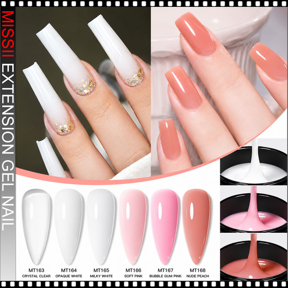 MISSII LED-UV Extension Gel Nail, Bubble Gum Pink 3.38oz.