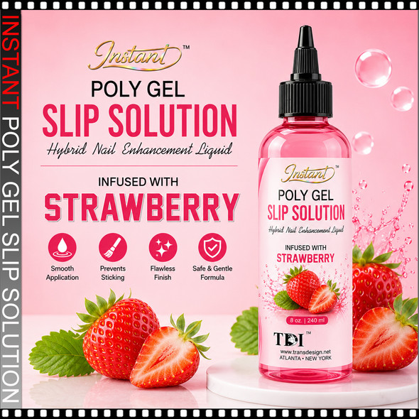 INSTANT POLY GEL Slip Solution, Strawberry 8oz.