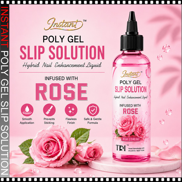 INSTANT POLY GEL Slip Solution, Rose 8oz.