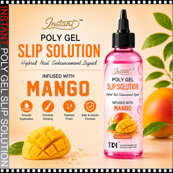 INSTANT POLY GEL Slip Solution, Mango 8oz.