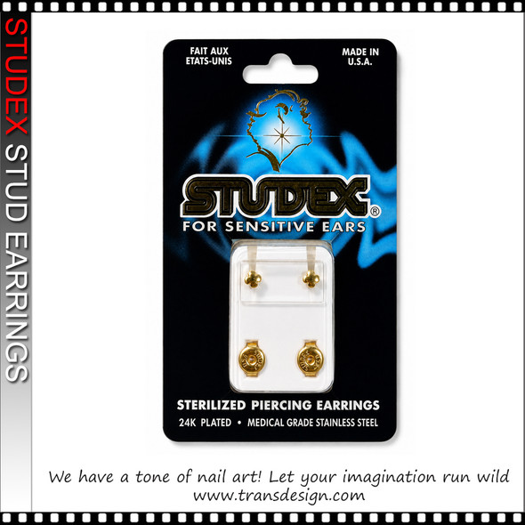 STUDEX 24K Gold Plated Stud Earrings – Four-Petal Flower